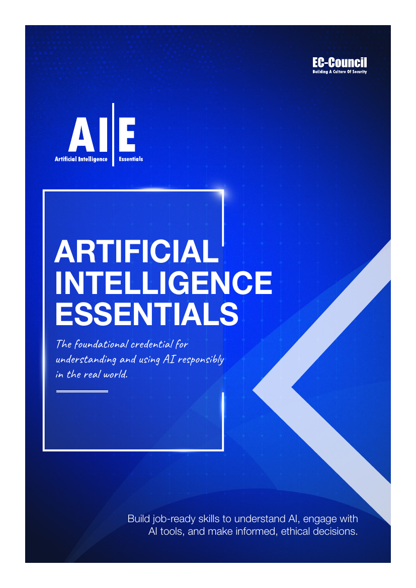 Capa oficial do programa Artificial Intelligence Essentials AI|E da EC-Council